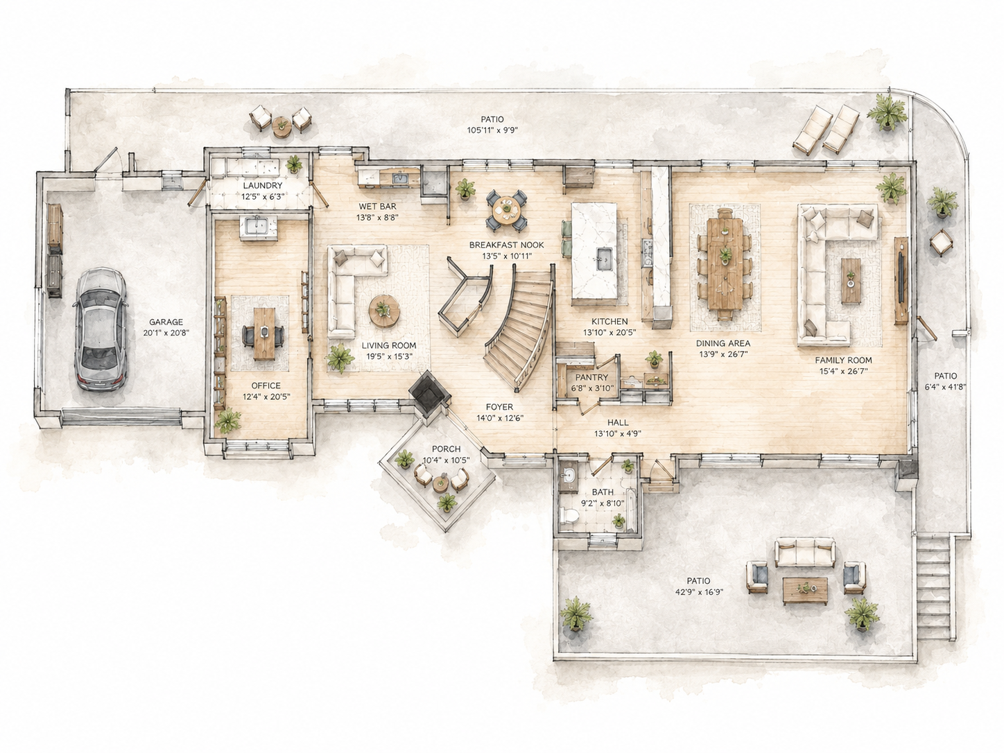 14405 Mulholland — first floor plan