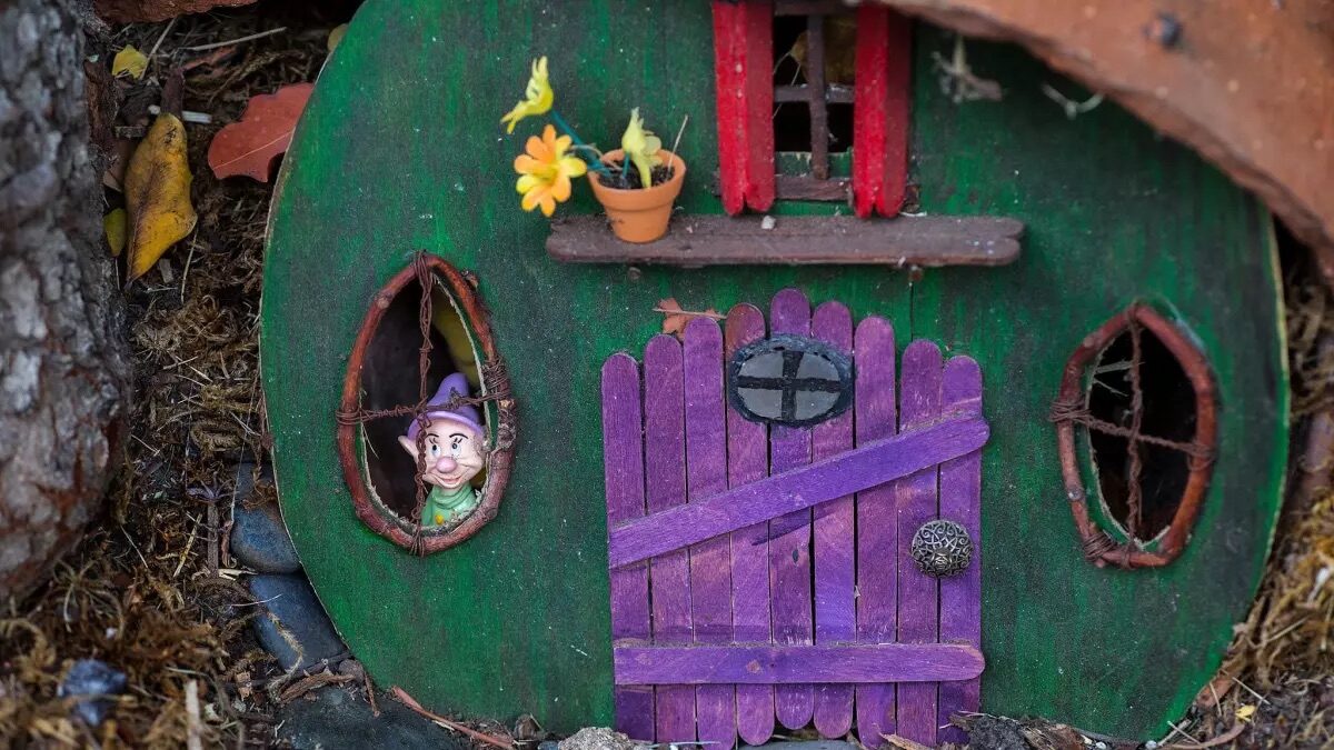 A whimsical popsicle-stick fairy door